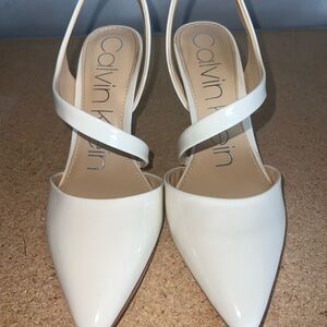 Calvin Klein Cream Heels with Mary Jane Strap